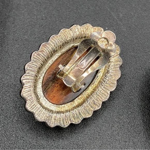 Stunning Amber Lucite Statement Clip On Earrings - Picture 6 of 9